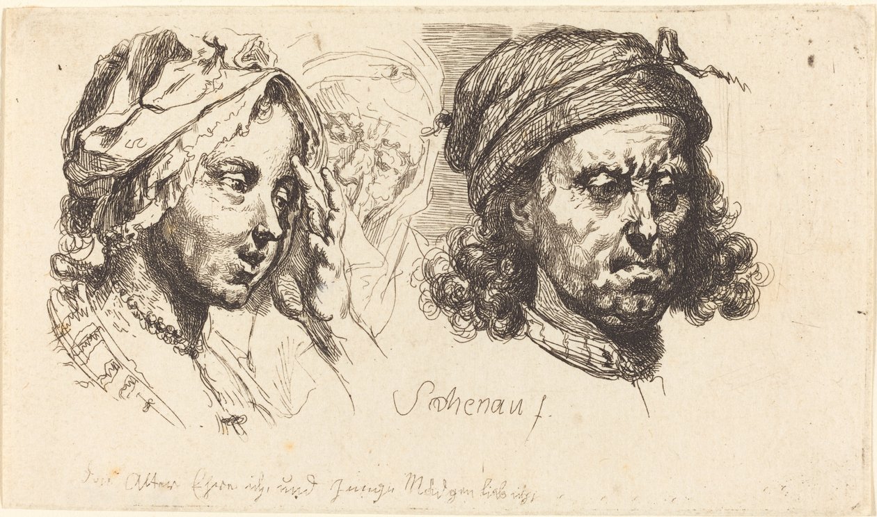 Young Woman, Old Woman, and Man with Long Hair by Johann Eleazar Schenau