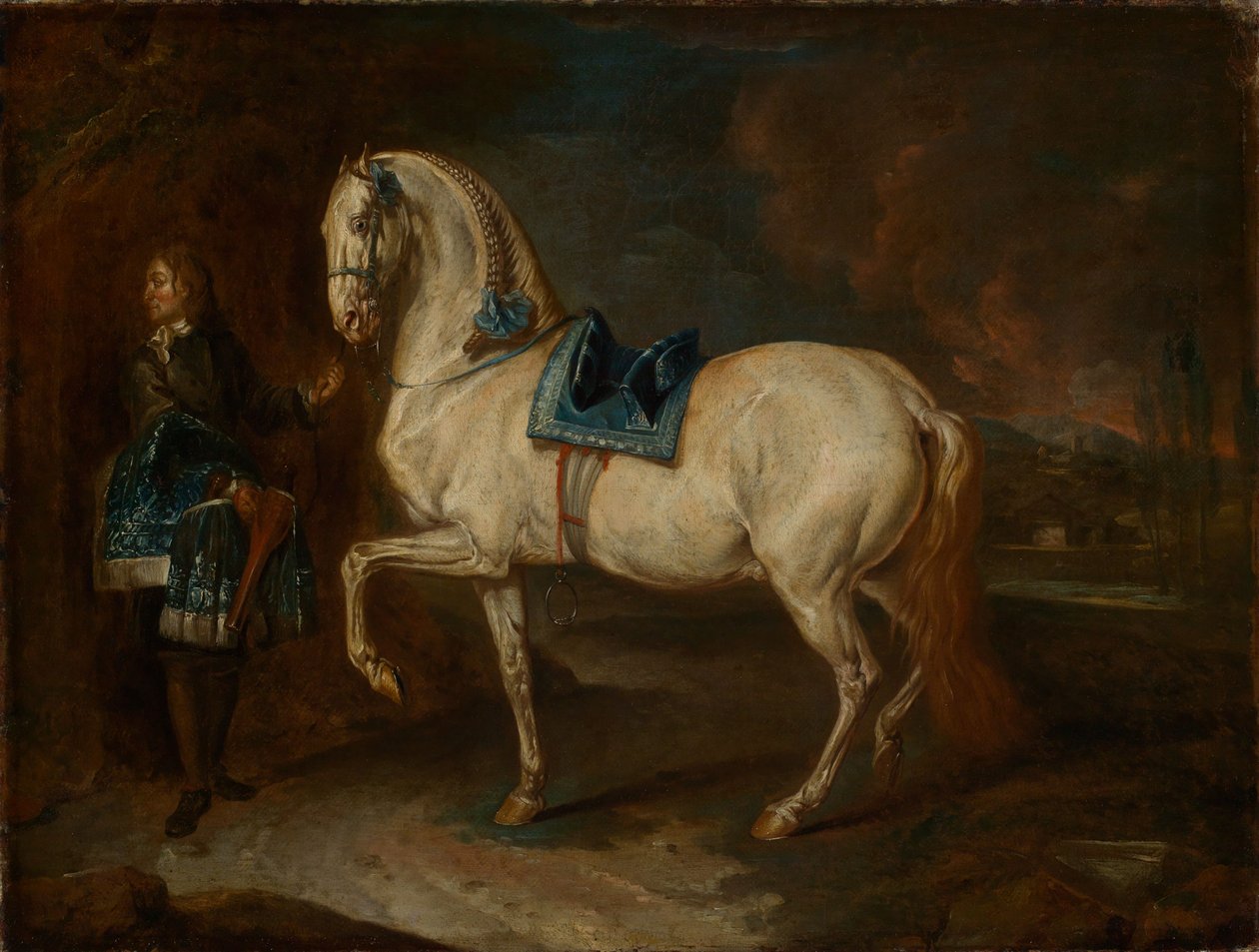 Stable Master with White Horse by Johann Elias Ridinger