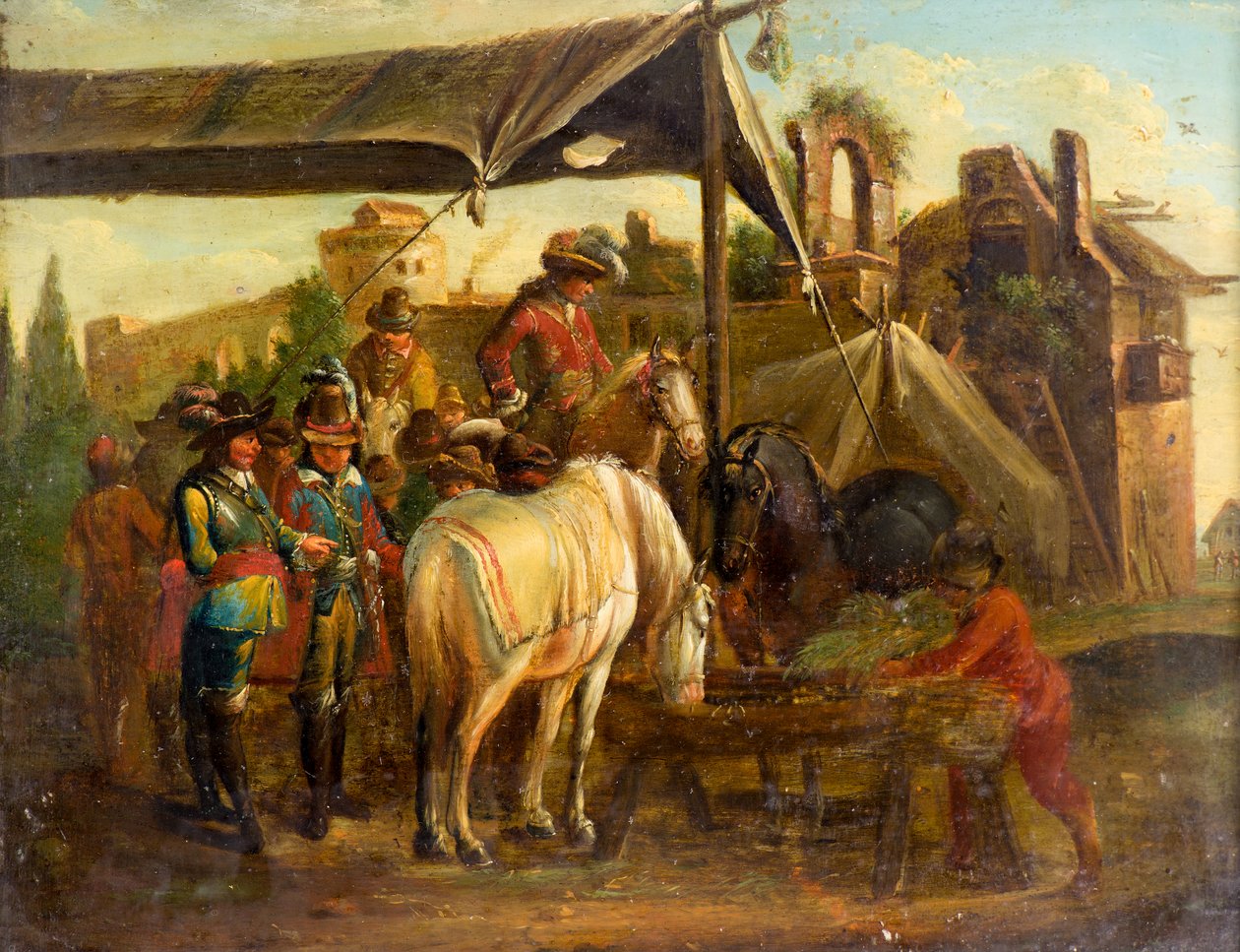A Horse Market by Johann Friedrich (manner of) Morgenstern