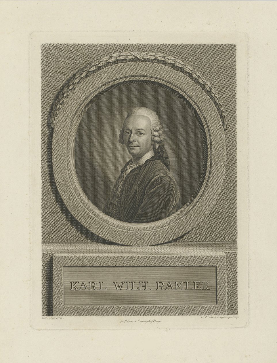 Portrait of Karl Wilhelm Ramler, 1774 by Johann Friedrich Bause