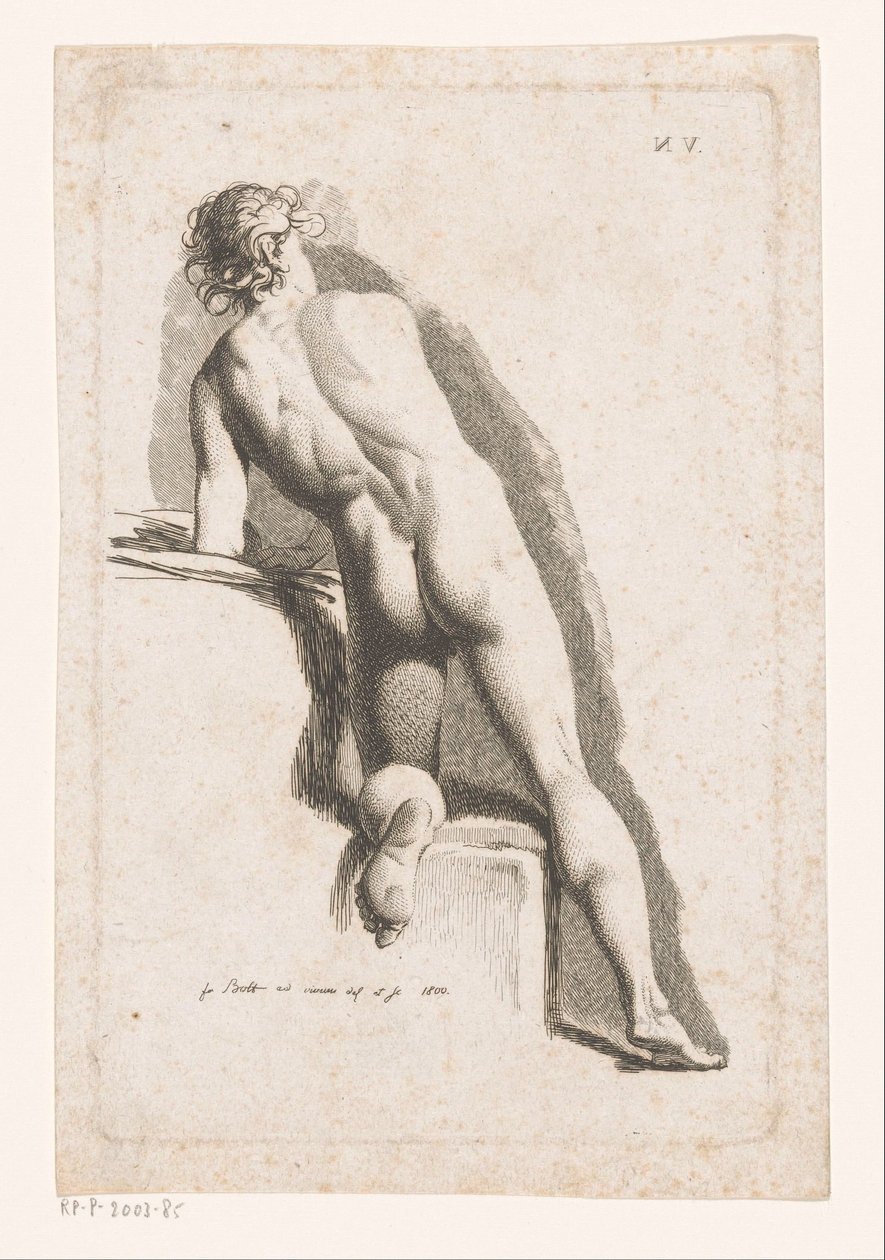 Kneeling Male Nude, Seen from Behind by Johann Friedrich Bolt