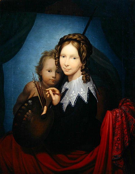 Heir-Princess Auguste, copying the Sistine Madonna by Johann Friedrich Bury