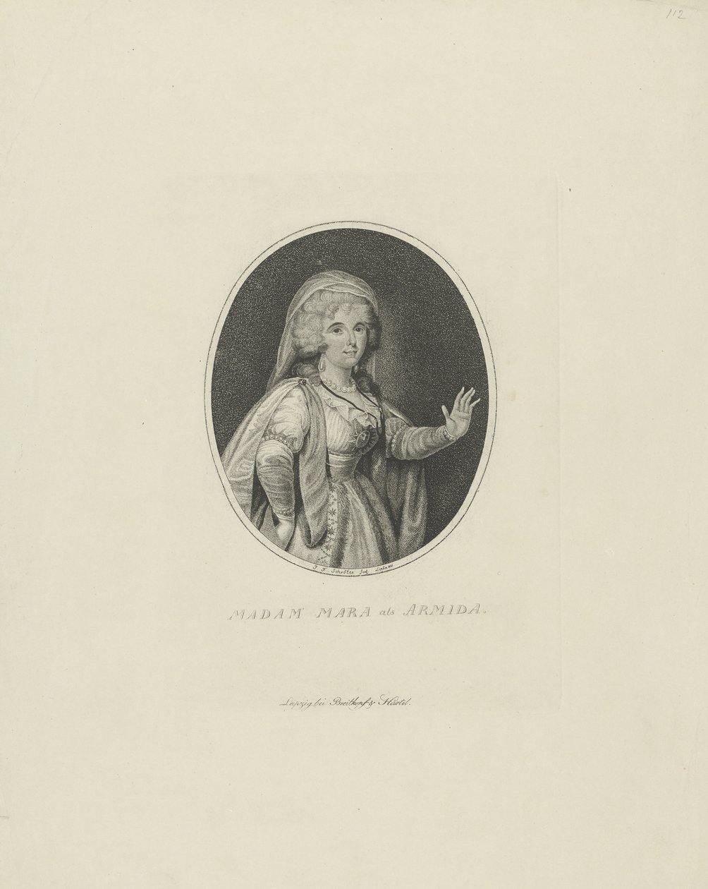 Gertrud Elisabeth Mara, née Schmeling as Armida by Johann Friedrich Schröter