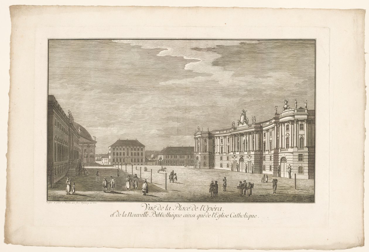 View of Bebelplatz in Berlin with the Alte Bibliothek and the Altes Palais and St. Hedwig
