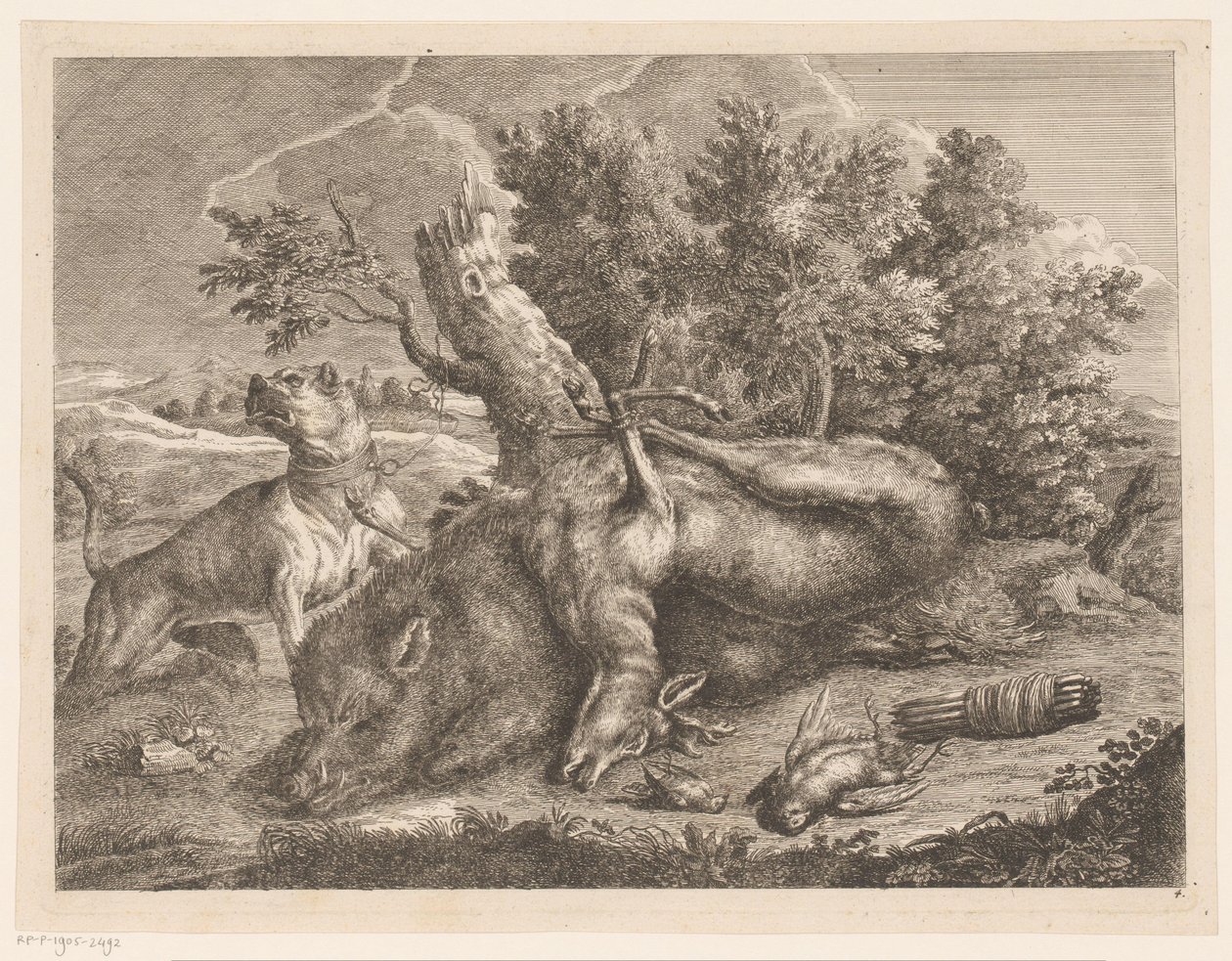 Hunting Dog and Game with Boar, Deer, and Birds (Hunting Trophies) (series title) by Johann Georg Wachsschlunger