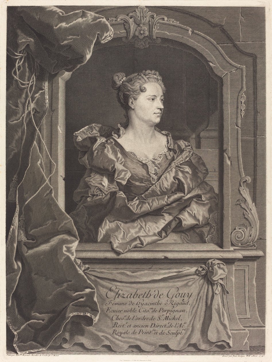 Elizabeth de Gouy, wife of Hyacinthe Rigaud by Johann Georg Wille after Hyacinthe Rigaud