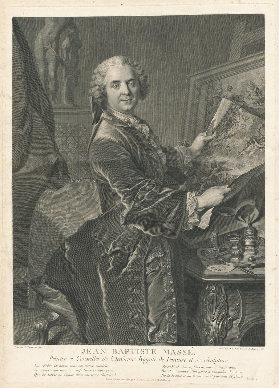 Jean Baptiste Massé by Johann Georg Wille after Louis Tocqué