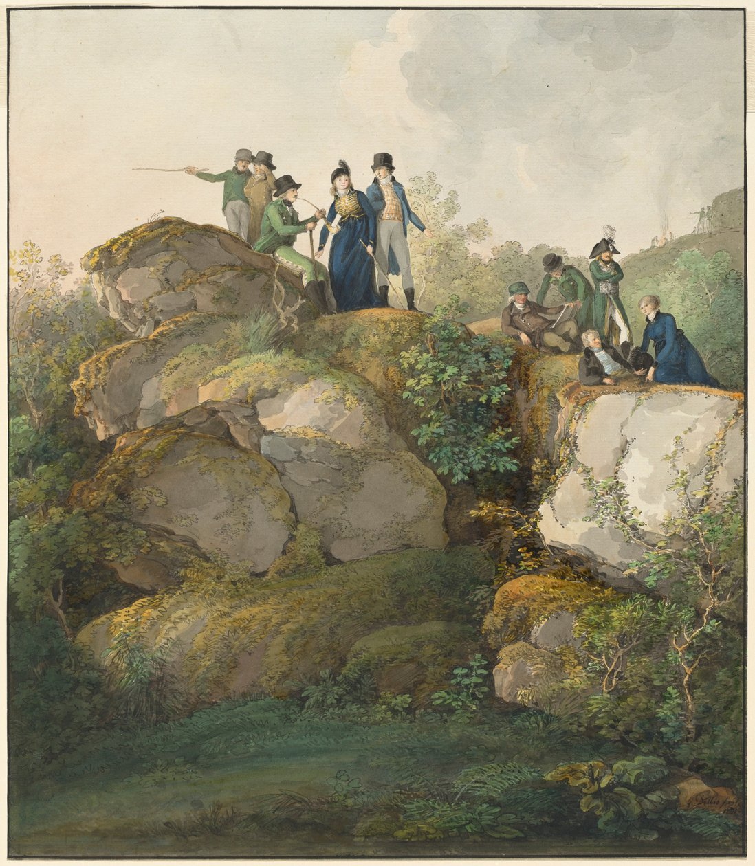 A Royal Party Admiring the Sunset atop the Hesselberg Mountain by Johann Georg von Dillis