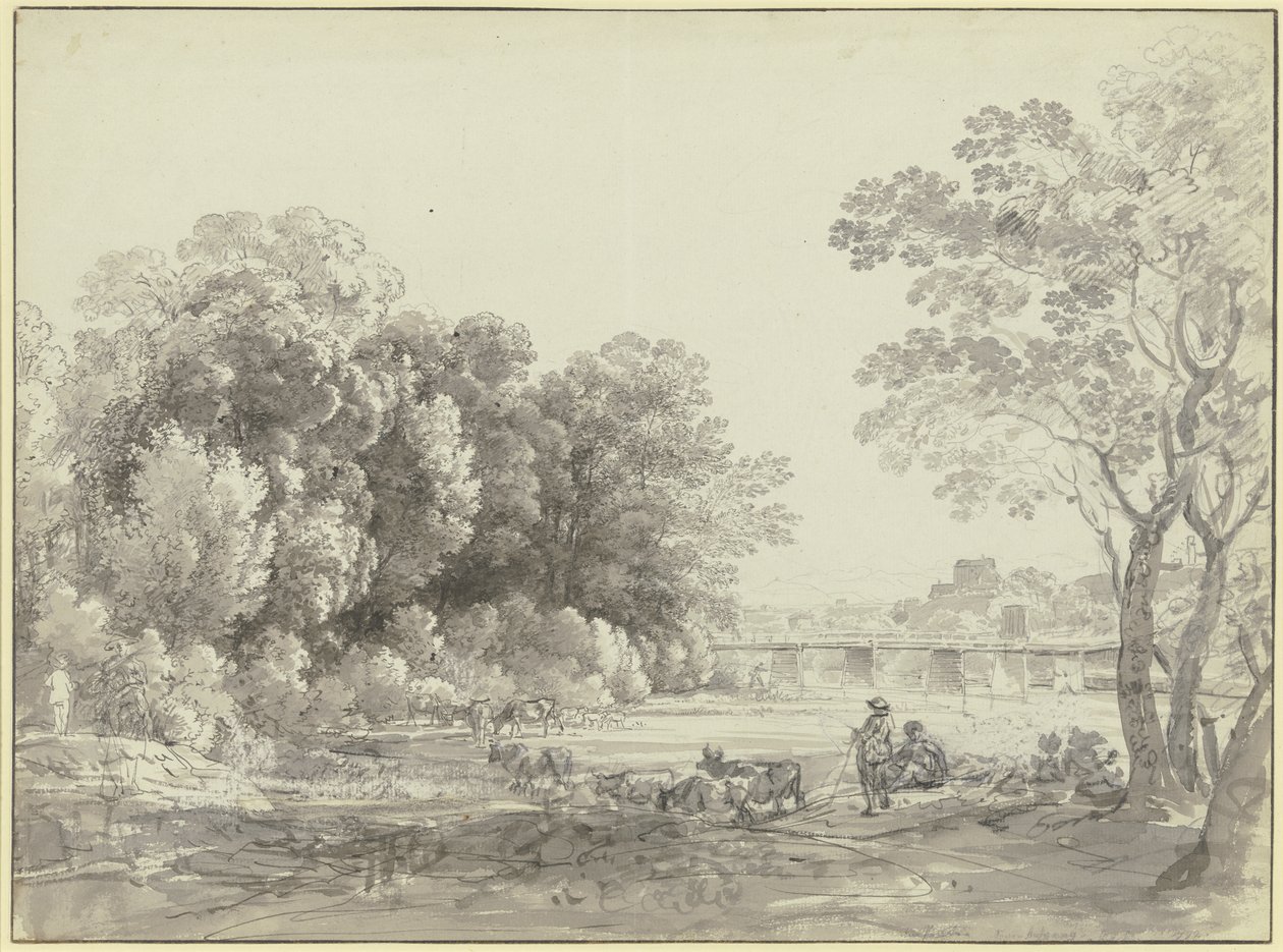 Prater Island in Munich by Johann Georg von Dillis