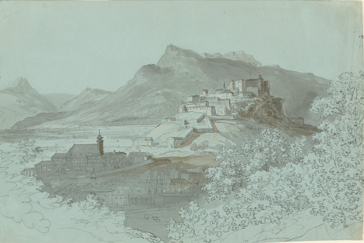 View of Salzburg, 1820s by Johann Georg von Dillis