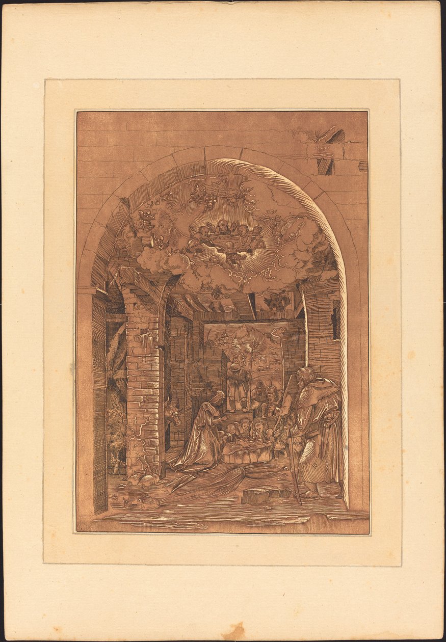 The Adoration of the Shepherds by Johann Gottlieb Prestel after a 16th Century German Artist