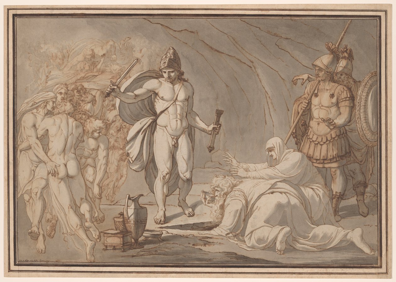 Odysseus, at the Doors of Hades, Meets the Shades of Tiresias and Anticlea by Johann Heinrich Lips