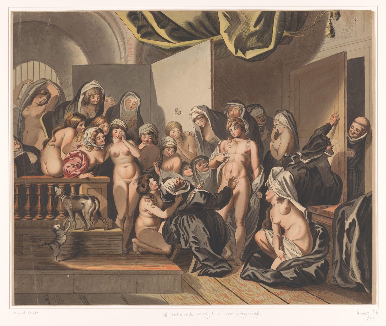 Abbot Discovers a Young Man Among His Disrobed Nuns by Johann Heinrich Ramberg