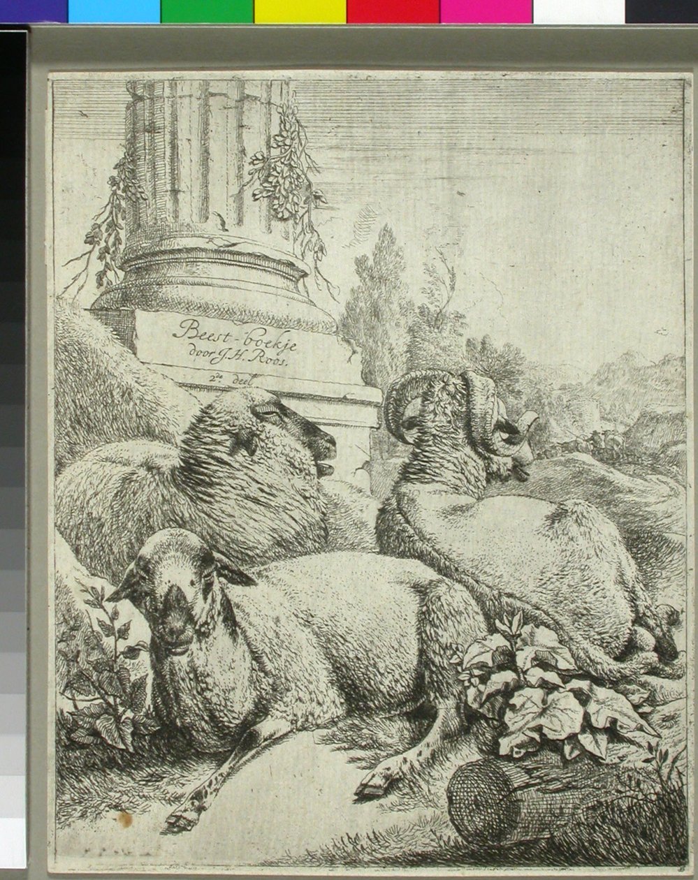Sheep at the Foot of a Column by Johann Heinrich Roos