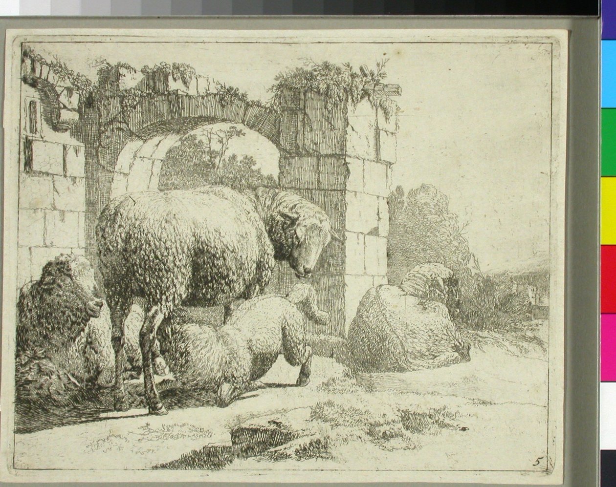 Sheep by a Ruined Gate by Johann Heinrich Roos