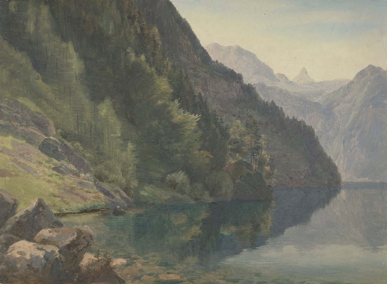 Wooded Shore at the King Lake Königsee by Johann Heinrich Schilbach