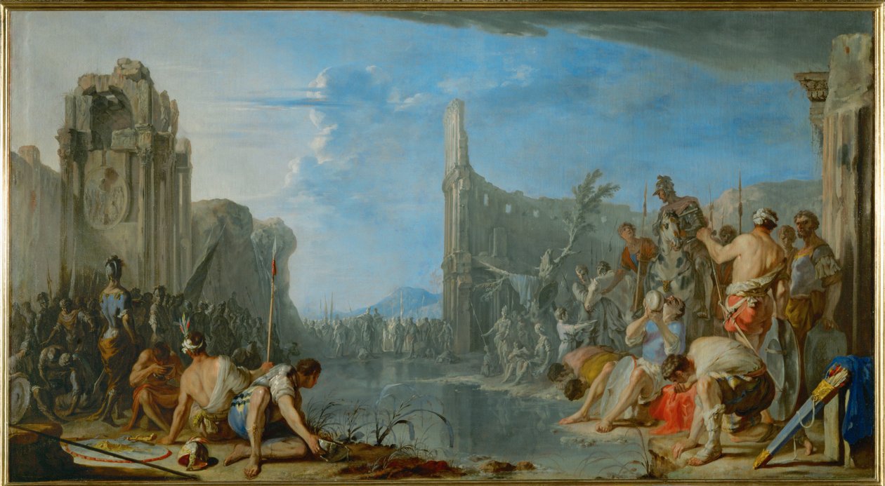 Gideon tests the valour of his men by Johann Heinrich Schonfeldt