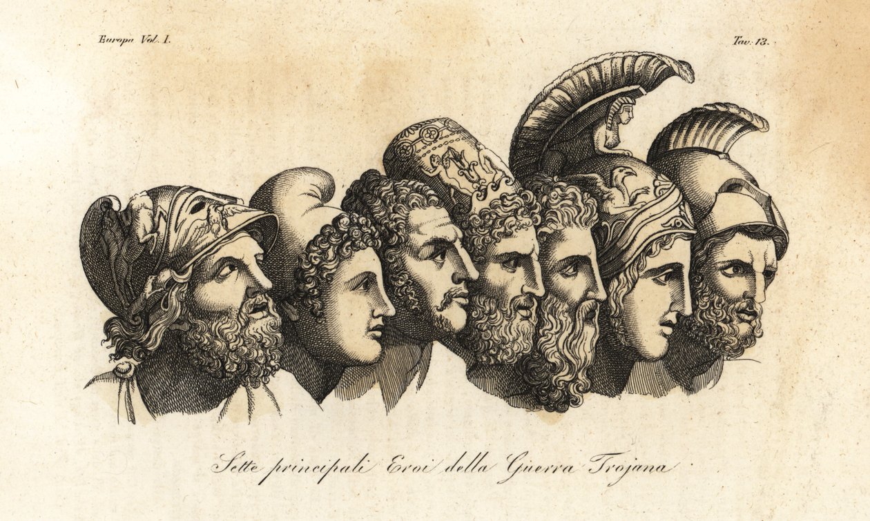 Busts of Seven Principal Heroes of the Trojan War by Johann Heinrich Wilhelm (after) Tischbein
