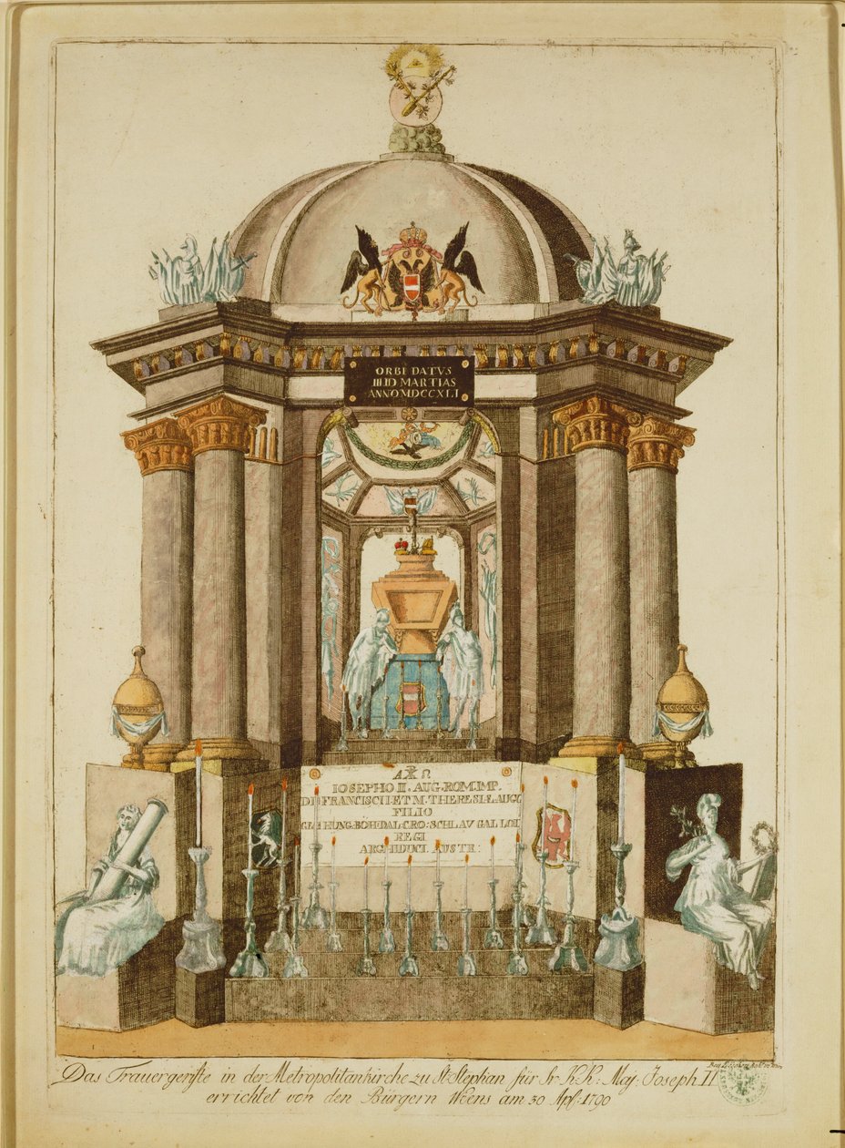 Funeral monument (Castrum Doloris) erected by the citizens of Vienna for the requiem mass for Emperor by Johann Hieronymus Loeschenkohl