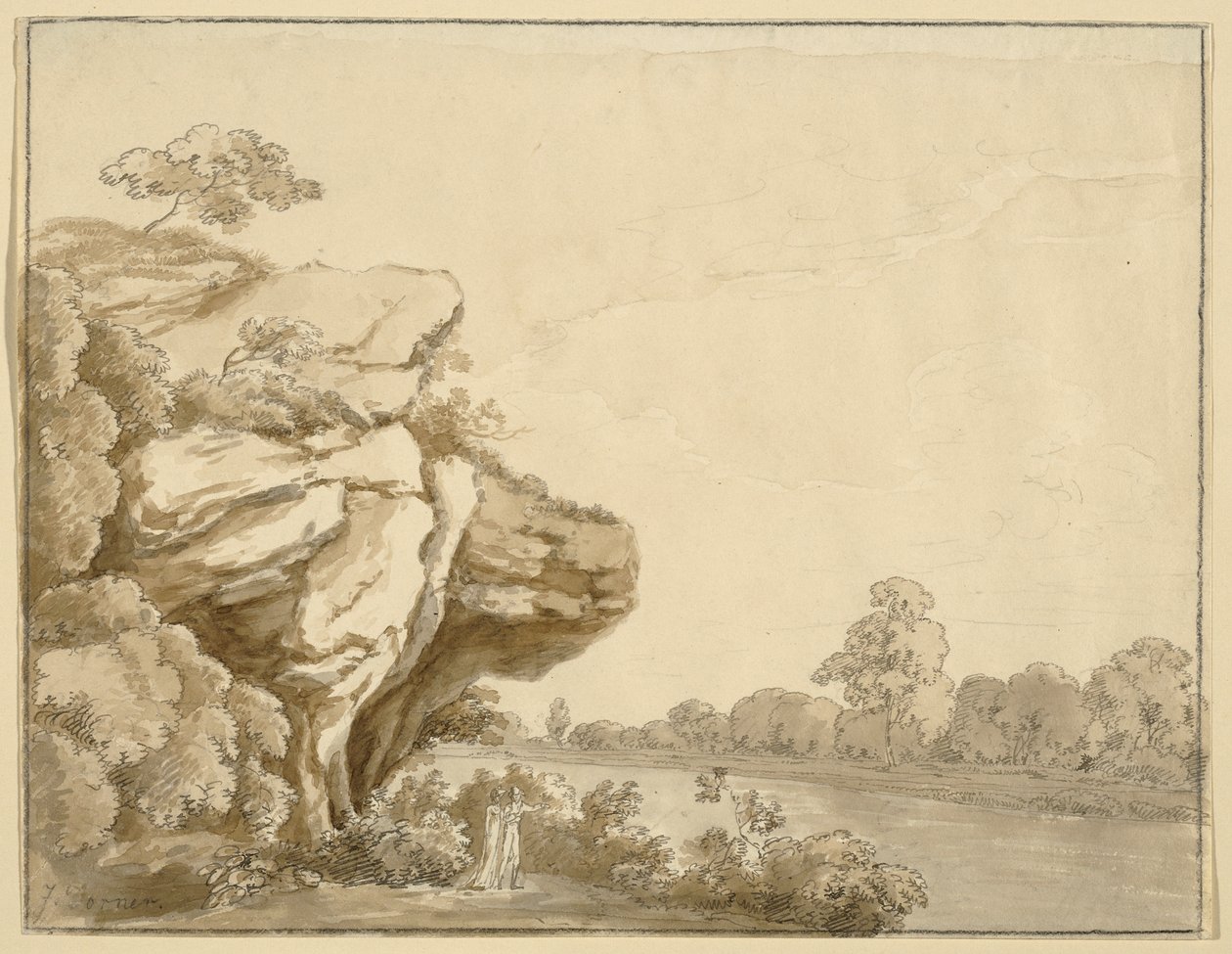 Man and Lady in Landscape by Johann Jakob Dorner der Jüngere