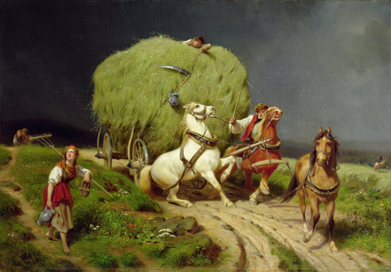 The Hay Wagon, 1874 by Johann Jakob Eduard Handwerk