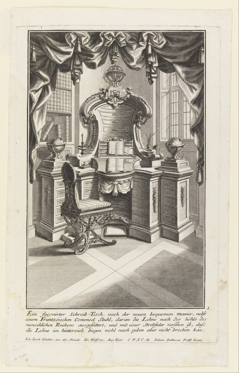 Writing Desk and Chair by Johann Jakob Schübler