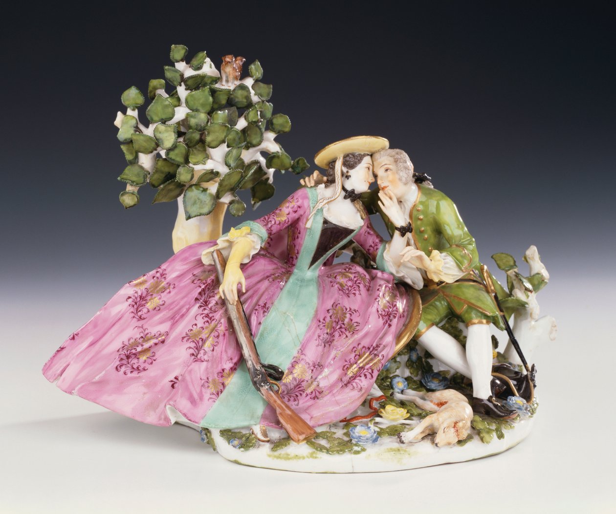 A Meissen Crinoline Group of the Rest During the Case, c.1745 by Johann Joachim Kaendler