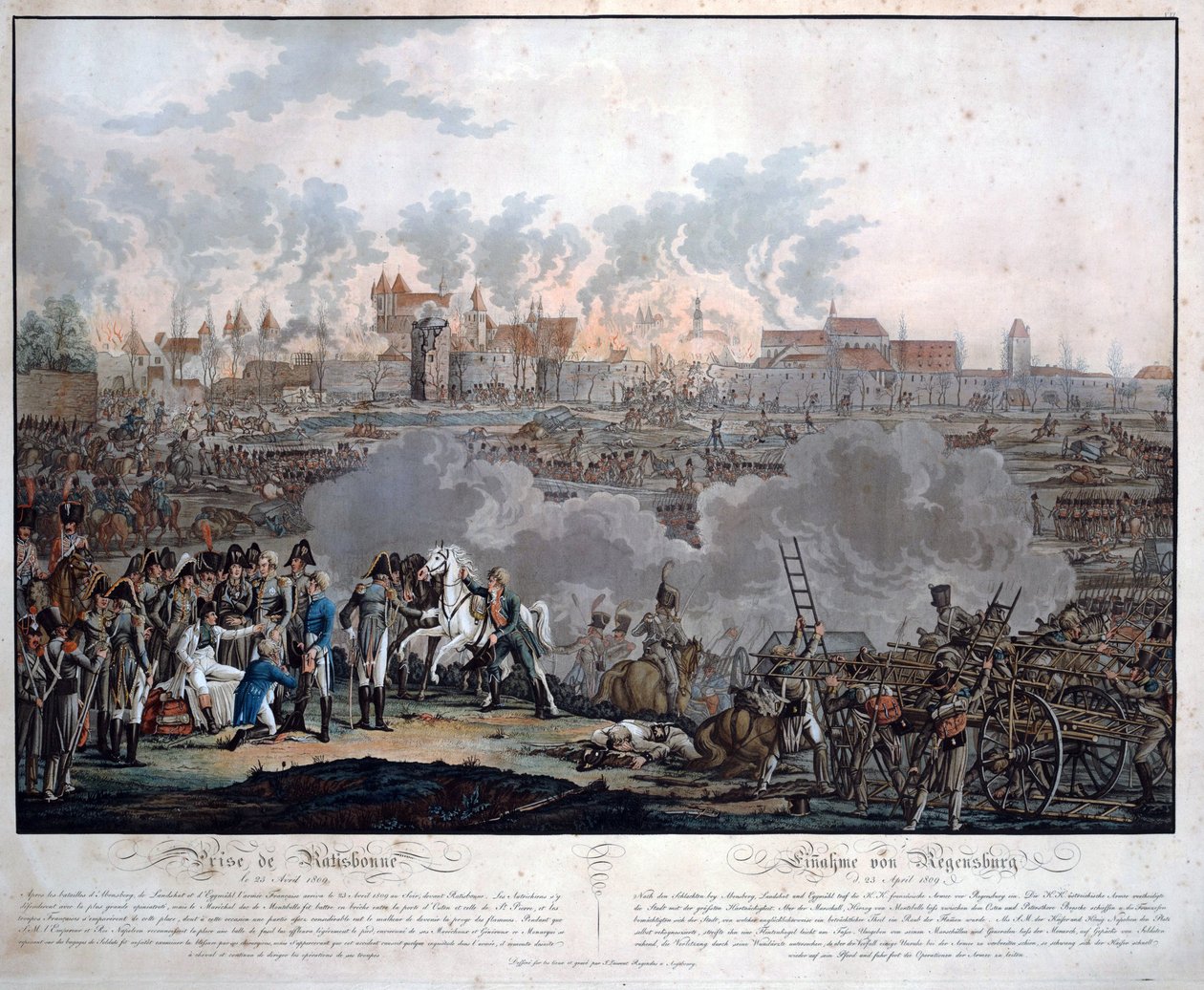 The Battle of Ratisbon on 23 April 1809 by Johann Lorenz Rugendas