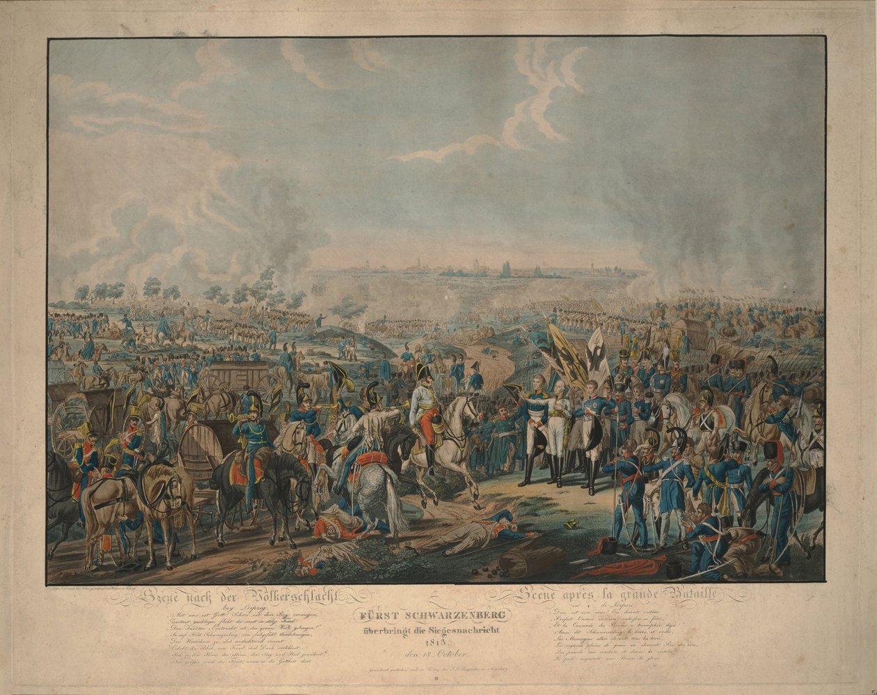 After the Battle of the Nations: Prince Schwarzenberg bringing news of victory on October 18, 1813 by Johann Lorenz Rugendas the Younger
