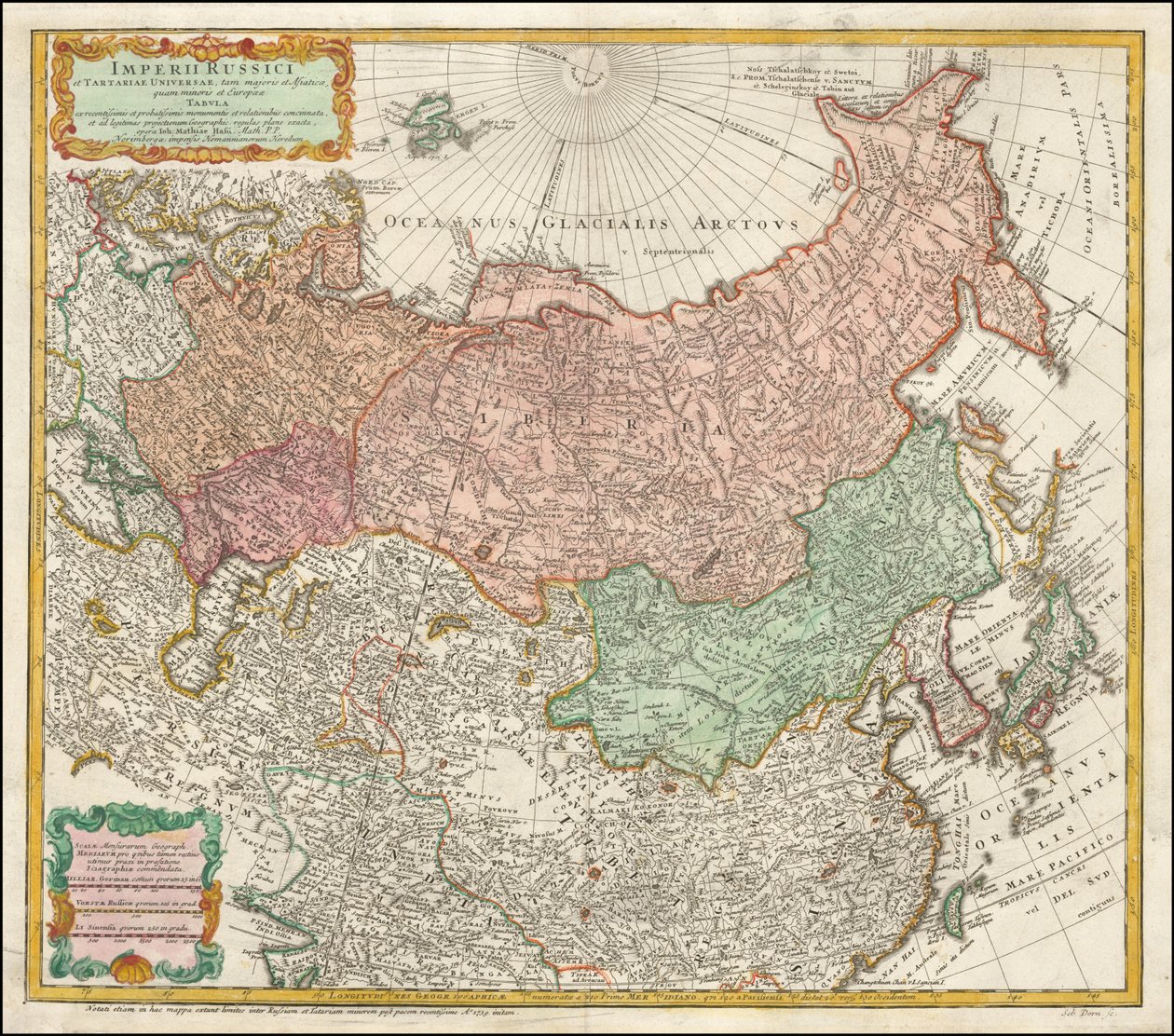 Map of Russia and Tartary by Johann Matthias Hase by Johann Matthias Hase