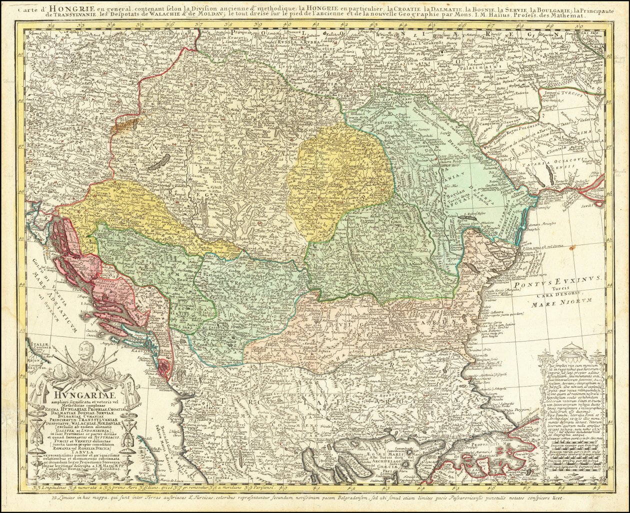 1744 Map of the Balkan Peninsula Centered on the Kingdom of Hungary by Johann Matthias Hase by Johann Matthias Hase