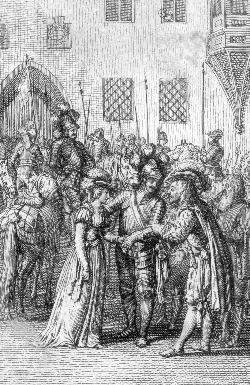 Emperor Henry VII of Luxembourg meets his future wife Margaret of Brabant by Johann Michael Mettenleiter