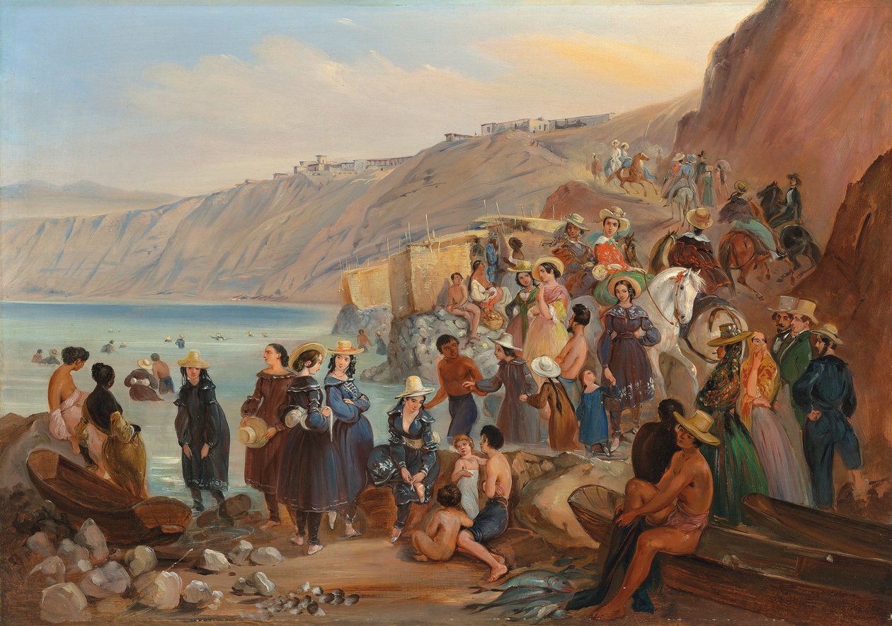 Bathers on the Chorillos Beach, Miraflores, Lima by Johann Moritz Rugendas