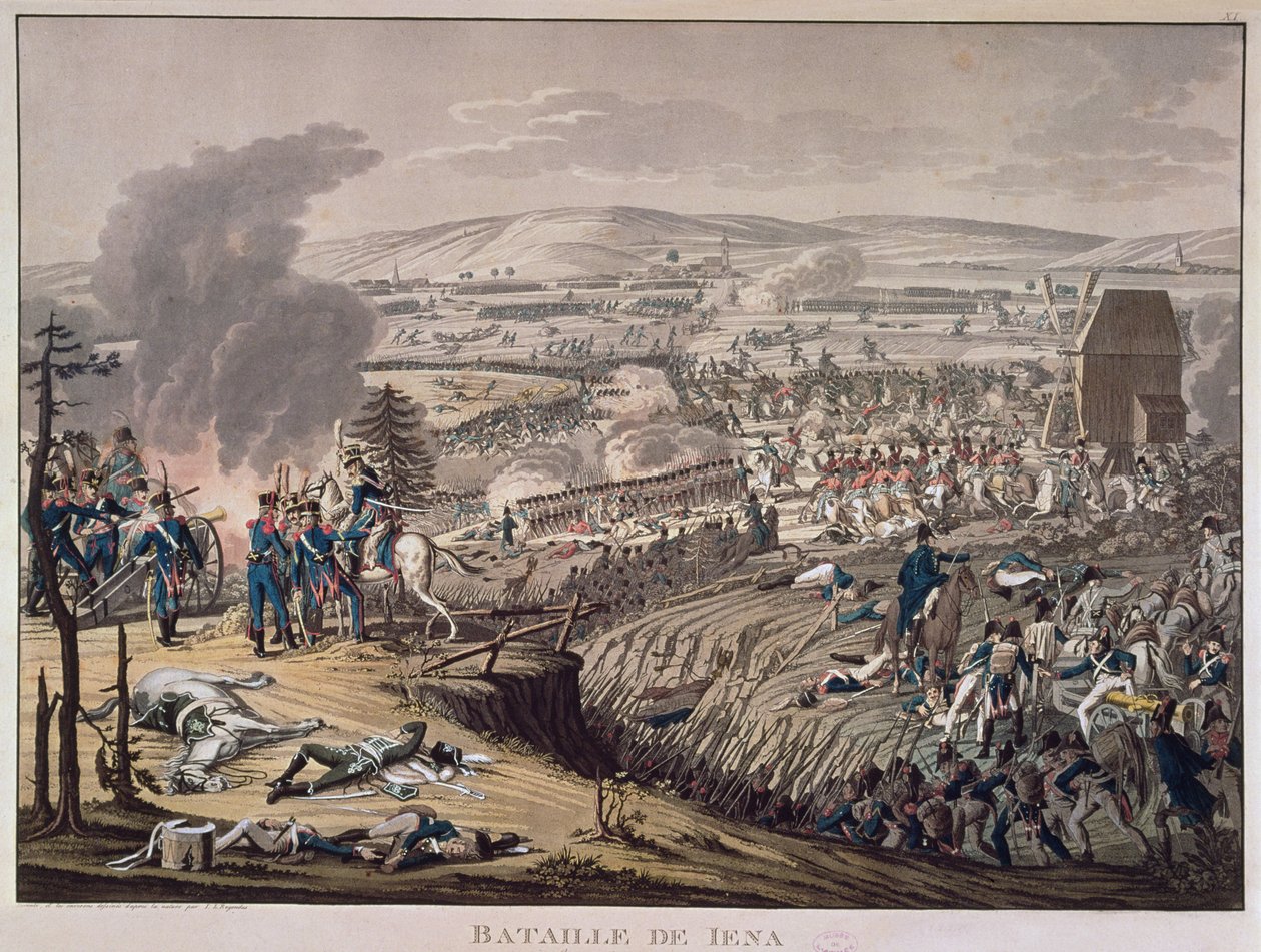 The Battle of Jena, with the villages of Klein-Romstedt, Hermstedt and Stobra in the background by Johann Moritz Rugendas