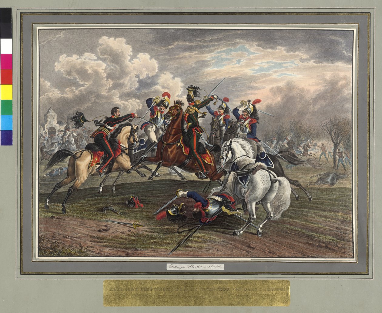 Frederic Dittmayer Rescue at 17th February 1814 at Villeneuve Colonel Sergeant Baron of Trach from the Captivity French Cuirassiers by Johann Nepomuk Hoechle