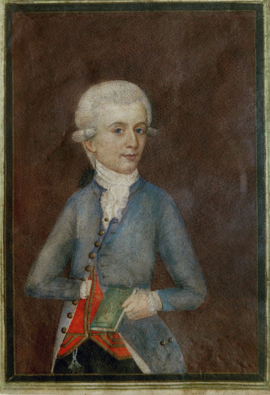 Wolfgang Amadeus Mozart (gouache on parchment) by Johann Nepomuk della Croce