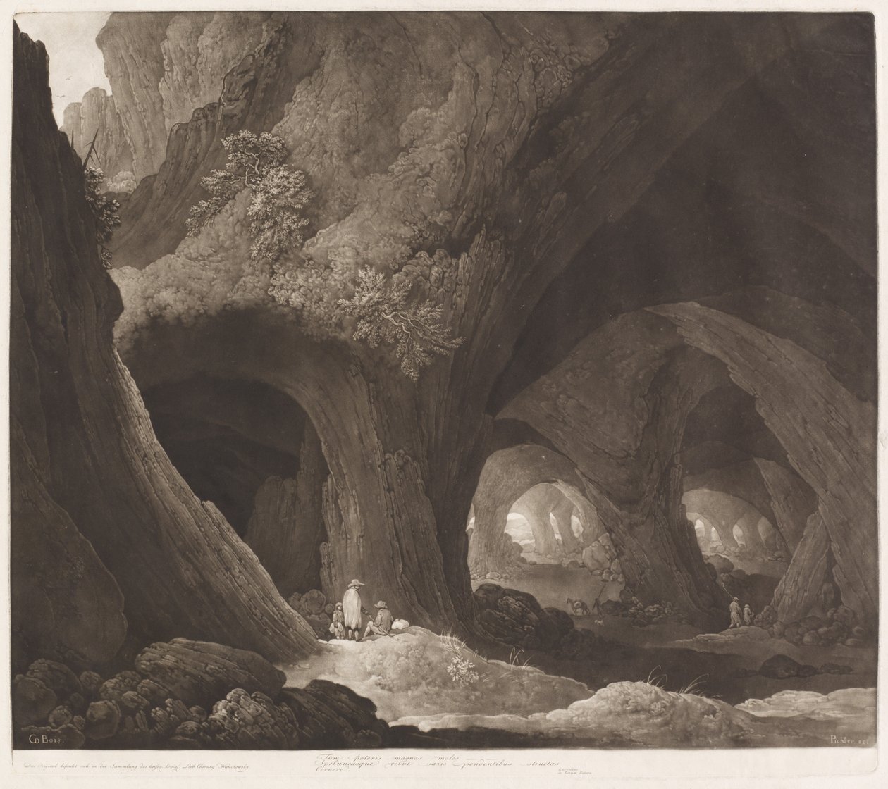 Travelers in Gigantic Caverns by Johann Peter Pichler, after Guillam Dubois