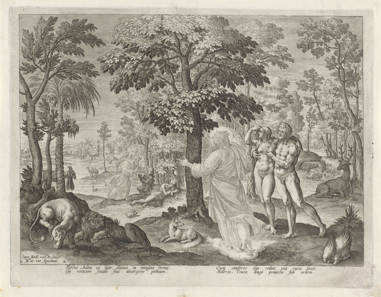 Adam and Eve in paradise by Johann Sadeler (I)