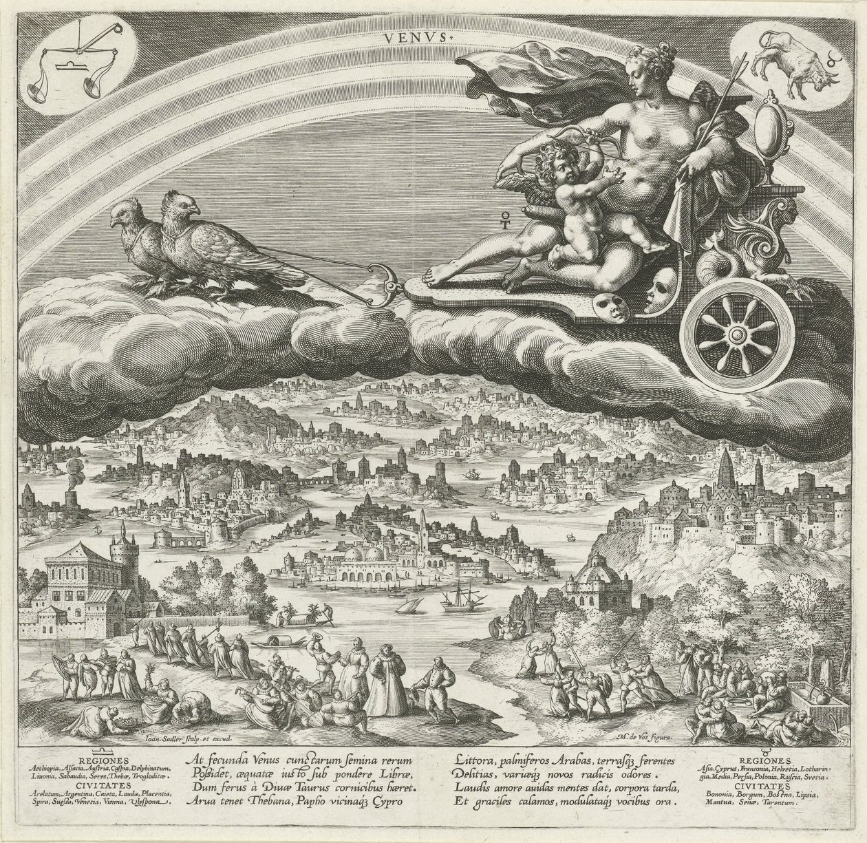 The Planet Venus and Its Influence on the World, The Seven Planets (series title), Planetarum Effectus et Eorum in Signis Zodiaci (series title) by Johann Sadeler (I)