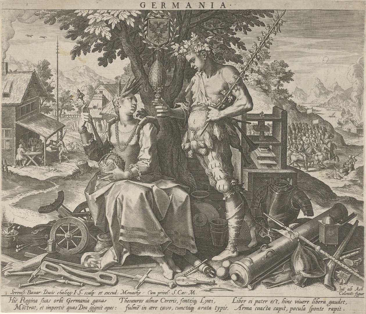 Germany with Ceres and Bacchus (Germania) by Johann Sadeler (I)