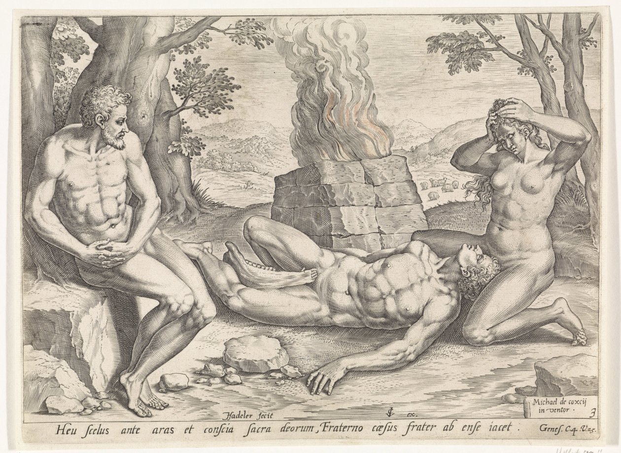 Eve Mourns the Death of Abel (series title: History of Cain and Abel) by Johann Sadeler (I)