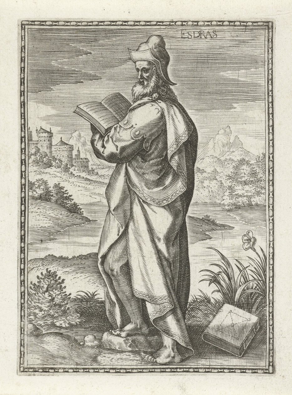Ezra (title on object) Figures from the Old Testament (series title) by Johann Sadeler (I)
