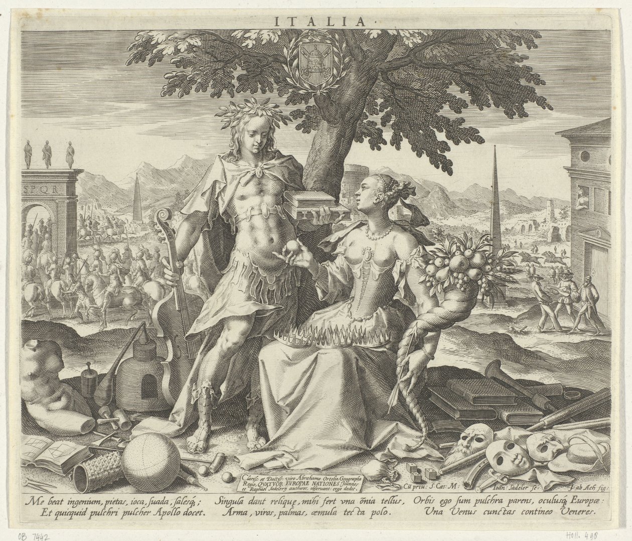 Italy, with Venus and Apollo (Allegorical Representations of European Countries) by Johann Sadeler (I)