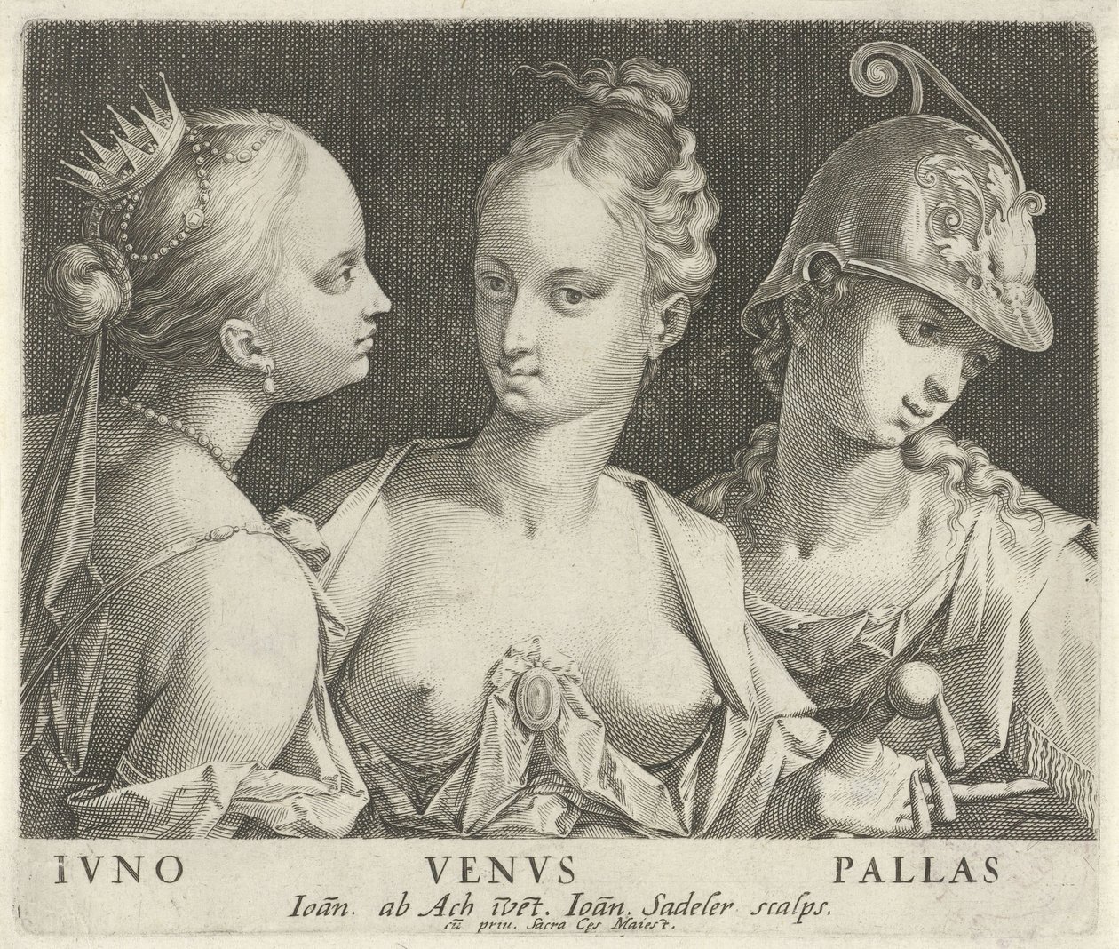 Juno, Venus, and Minerva by Johann Sadeler (I)