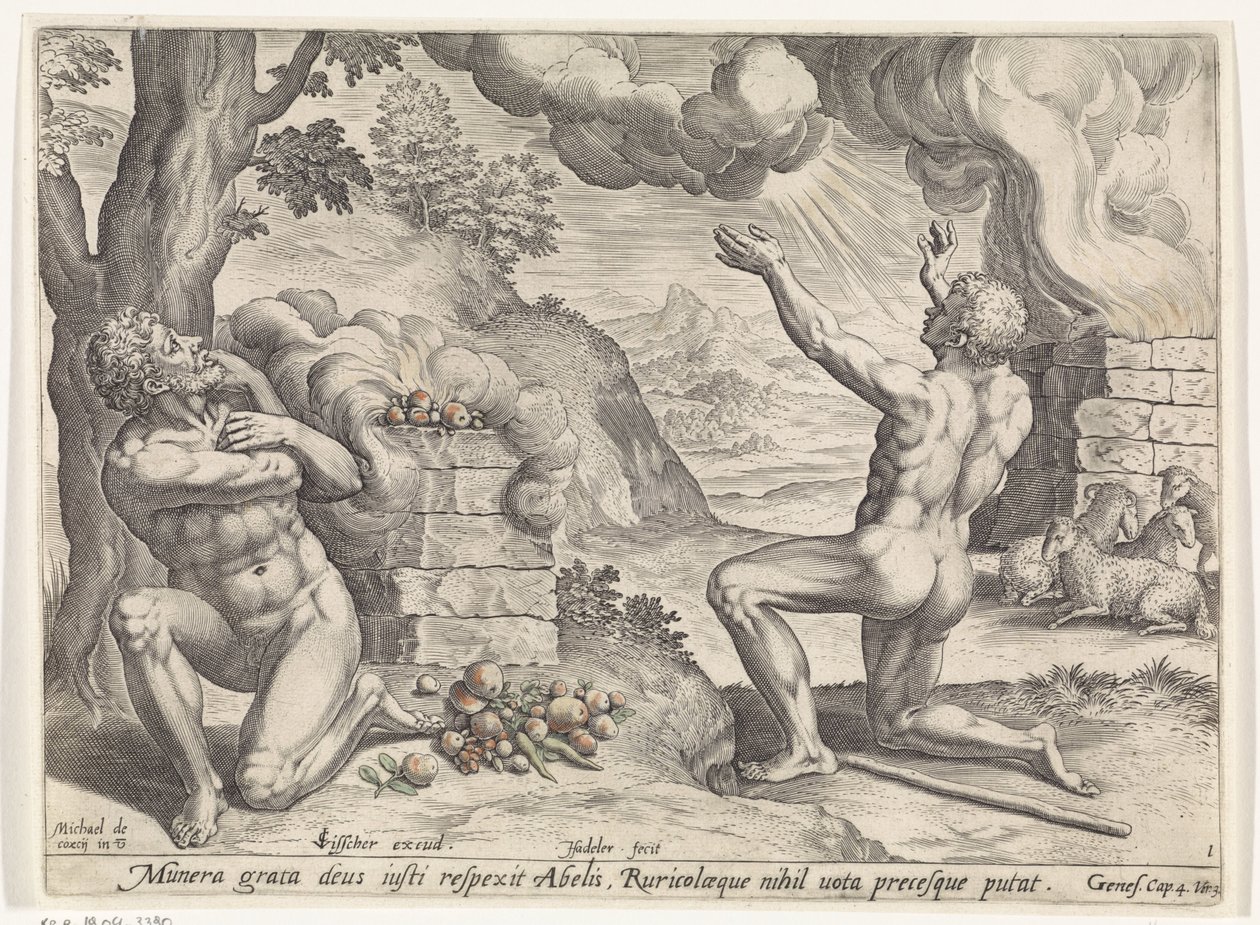 Offering of Cain and Abel History of Cain and Abel (series title) by Johann Sadeler (I)