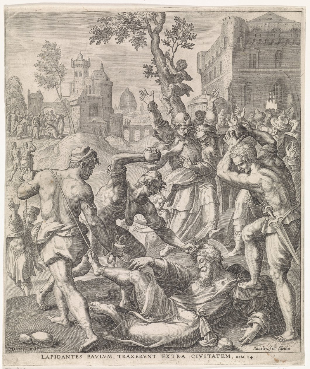 Stoning of the Apostle Paul by Johann Sadeler (I)