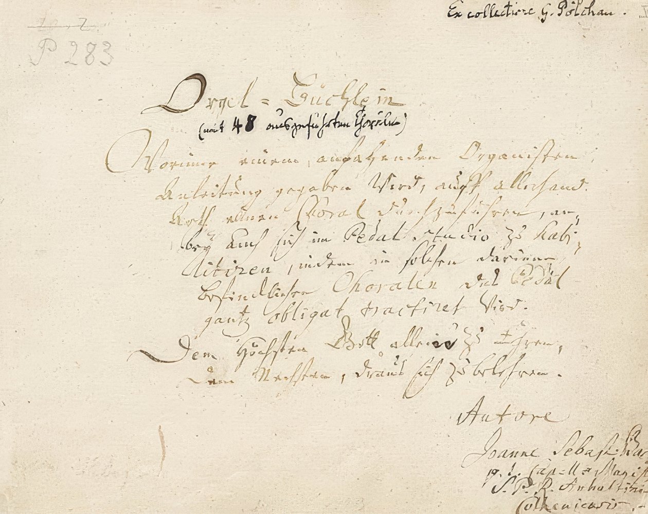 Title Page of Little Organ Book. Around 1700-1719 by Johann Sebastian Bach