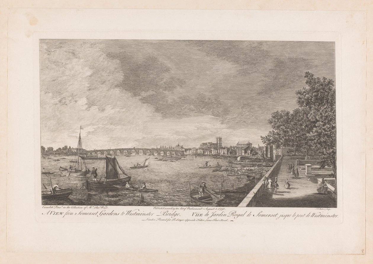 View of Somerset Gardens on the Westminster Bridge in London by Johann Sebastian Muller