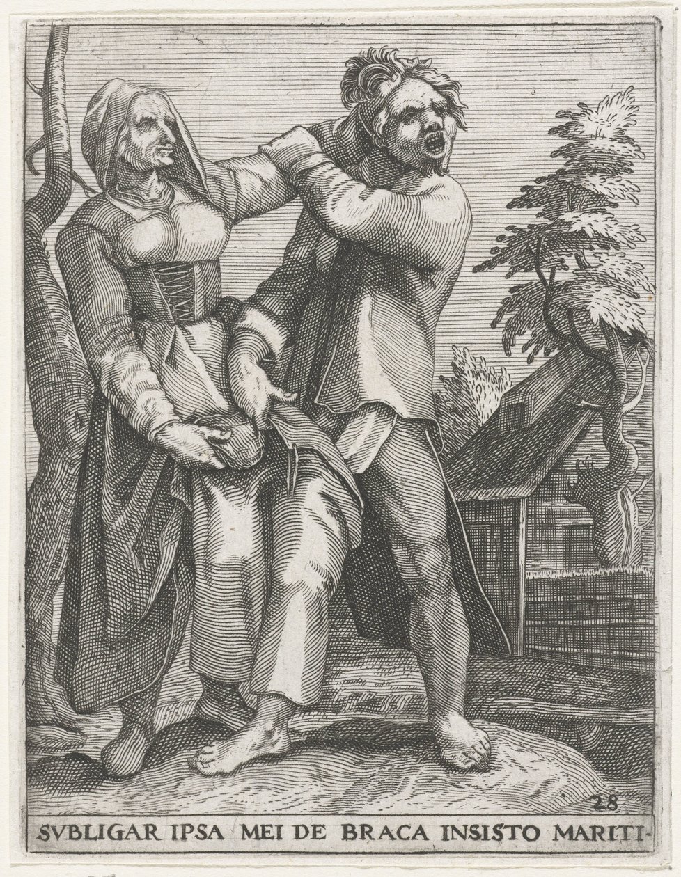 Struggle for the Pants (Emblemata Saecularia, 1596) by Johann Theodor de Bry