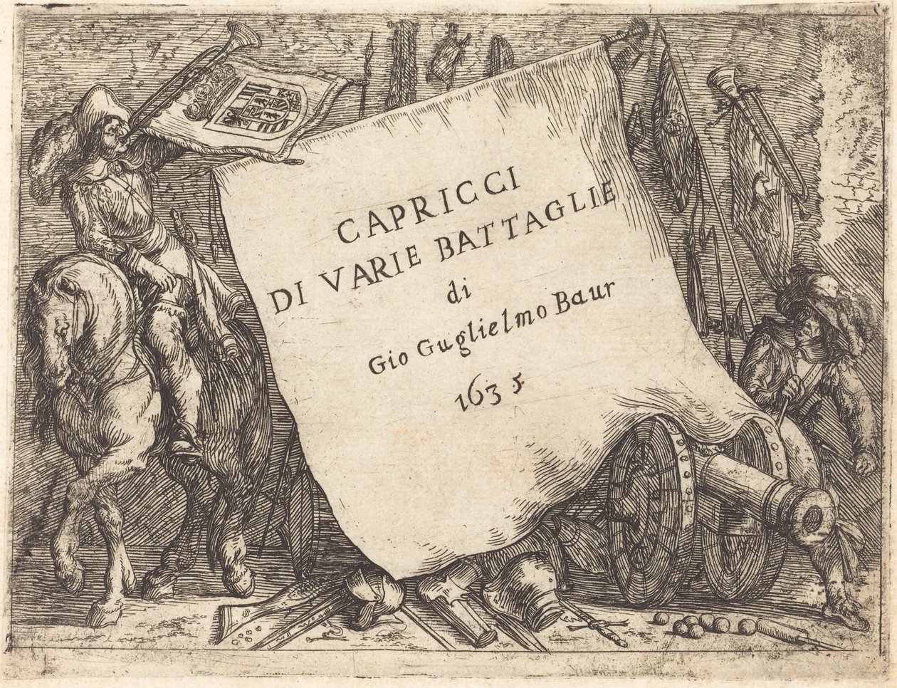 Caprices of Various Battles (Title Page) by Johann Wilhelm Baur